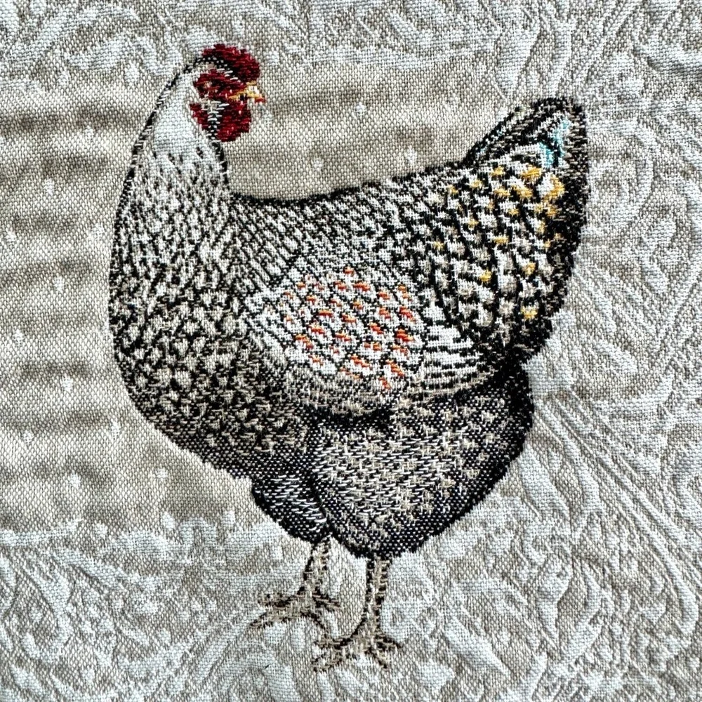 Tissus Toselli Set of 4 Jacquard Placemats Lafeyette Hens French Provencal‎ Farm